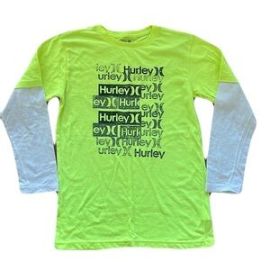 Hurley boys neon yellow long sleeve Size L